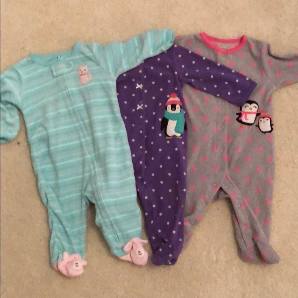 Fleece sleepers, 6month baby girl. Footed pajamas